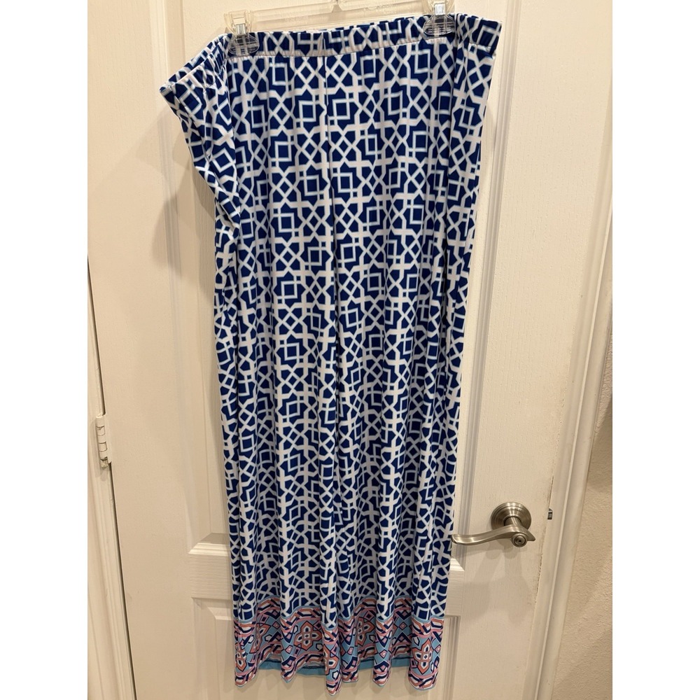 Ruby Rd Blue White Geometric Print Pants Sz 2x Flowy Bouncy